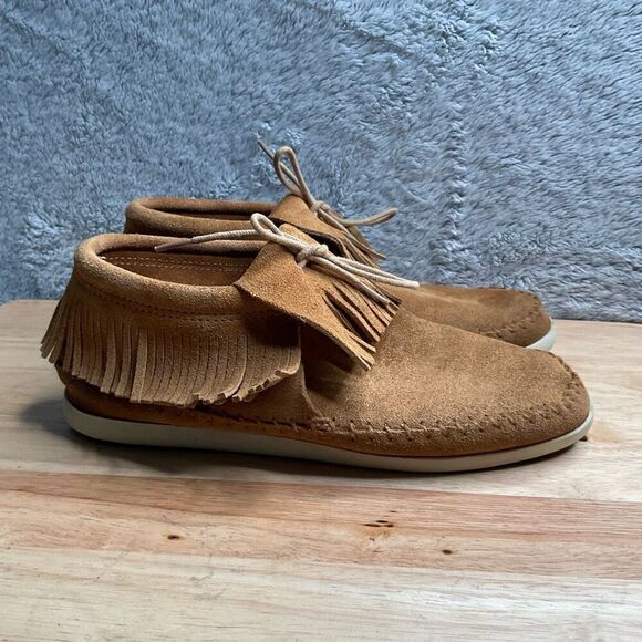 Minnetonka Womens 457 Venice Ankle Brown Suede Fringe‎ Boots Moccasin Size 10 - Picture 1 of 11